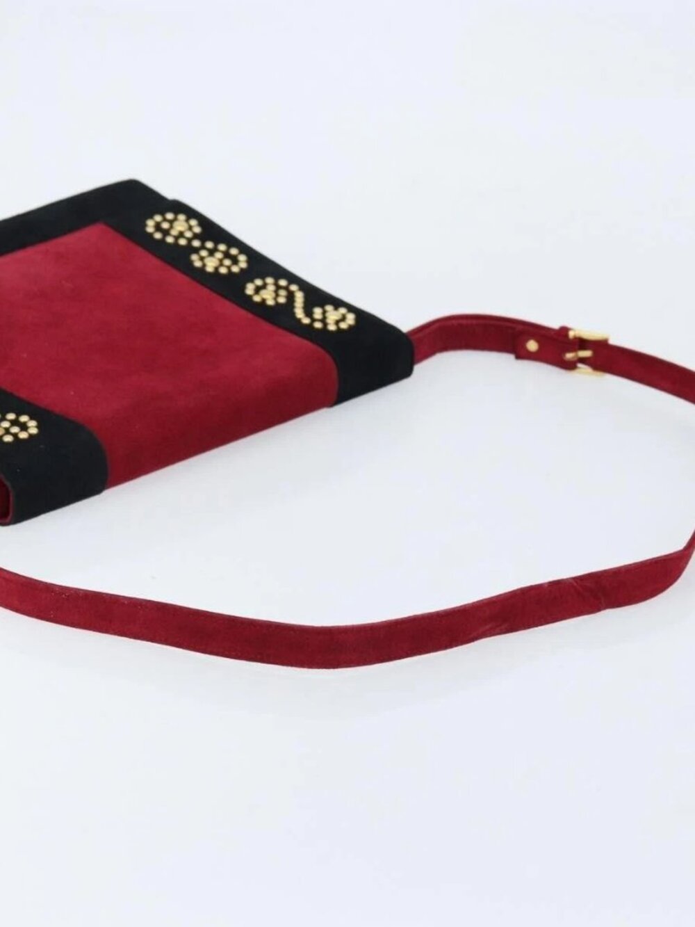 SAINT LAURENT Shoulder Bag Suede Bordeaux Gold Auth 172534 - Picture 8 of 16